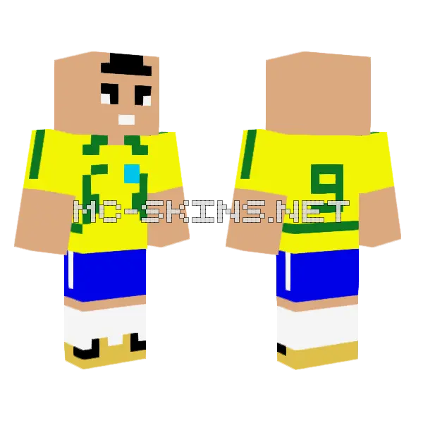 Ronaldo Fenomeno Footballer Minecraft skin, front and back