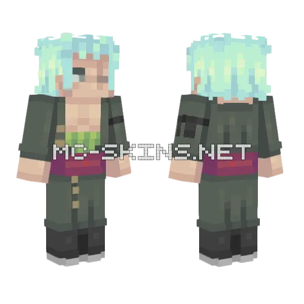 Roronoa Zoro Minecraft skin, front and back
