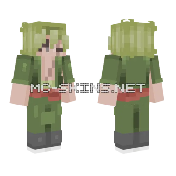 Roronoa Zoro Minecraft skin, front and back