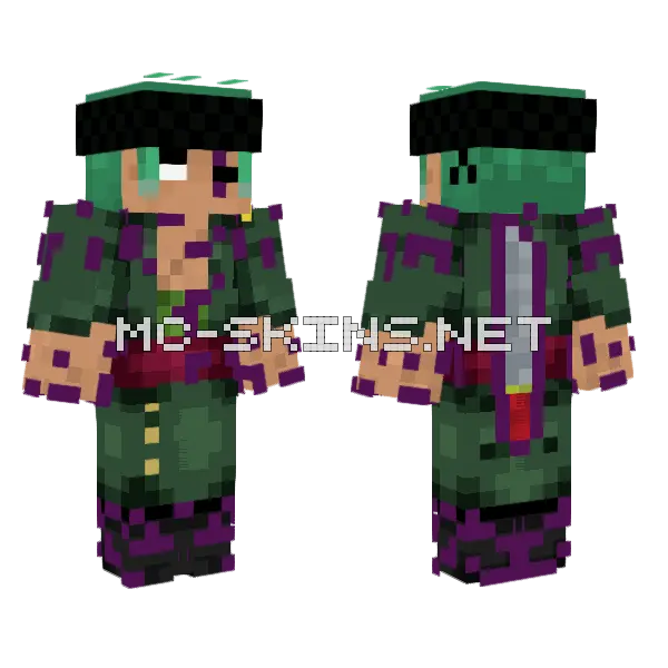 Roronoa Zoro Demon Form Minecraft skin, front and back