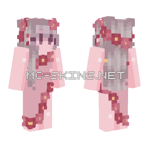 Rose Bushes Girl Minecraft skin, front and back