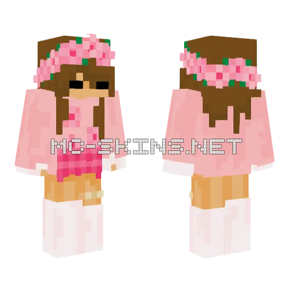 Rose Flower Crown Minecraft skin, front and back