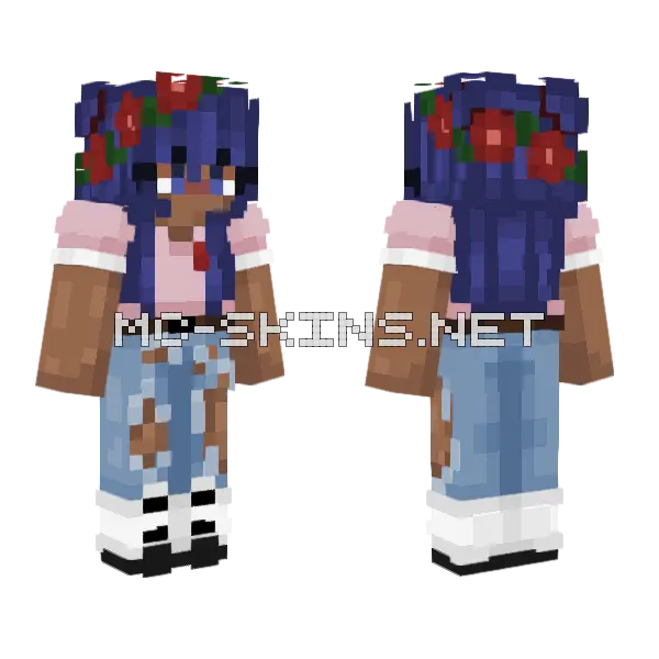 Rose Girl Remake Minecraft skin, front and back
