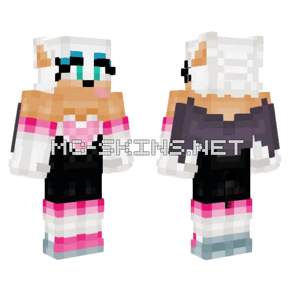 Rouge the Bat Minecraft skin, front and back