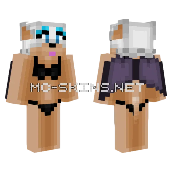 Rouge The Bat Bikini Minecraft skin, front and back