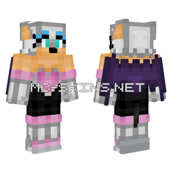 Rouge The Bat Minecraft skin, front and back