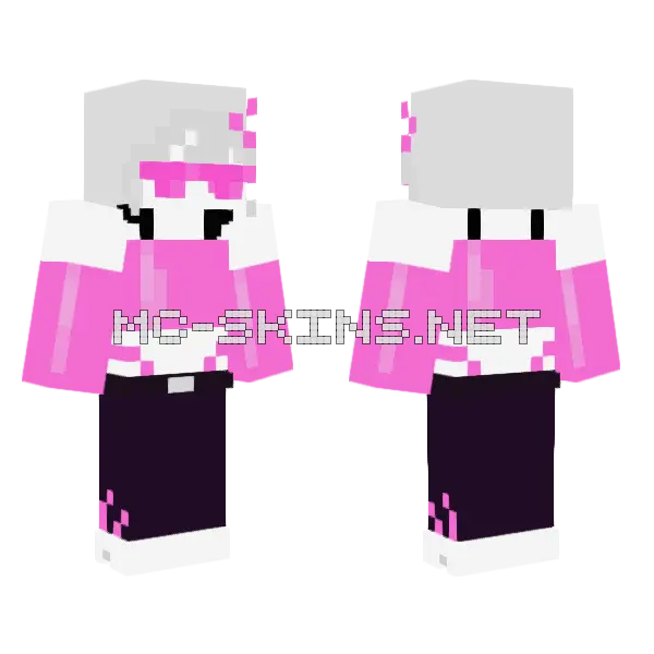 Roxy Lalonde Pink Hair Minecraft skin, front and back