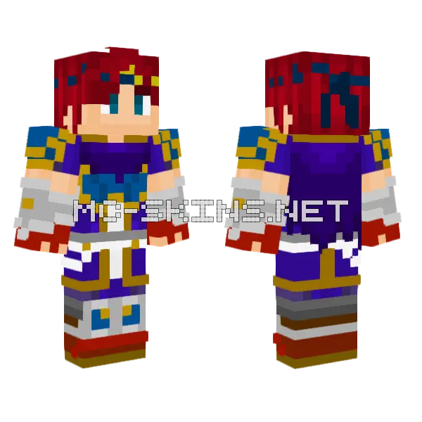 Roy Fire Emblem Minecraft skin, front and back