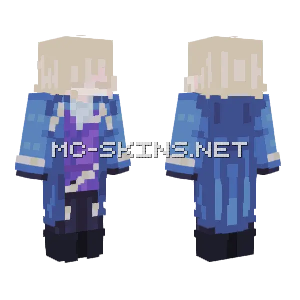 Royal Blue Wizard Minecraft skin, front and back