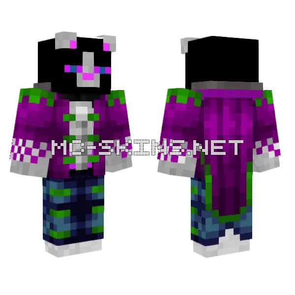 Royal Ender Leopard Mage Minecraft skin, front and back