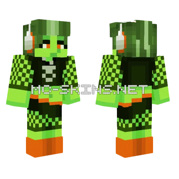 Rsvvvrevs Green Character Minecraft skin, front and back