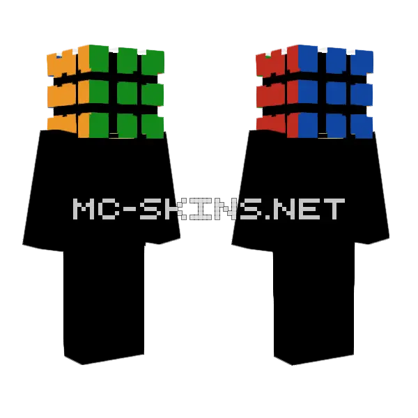 Rubiks Cube Head Base Minecraft skin, front and back