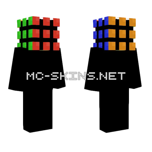 Rubix Cube Head Minecraft skin, front and back
