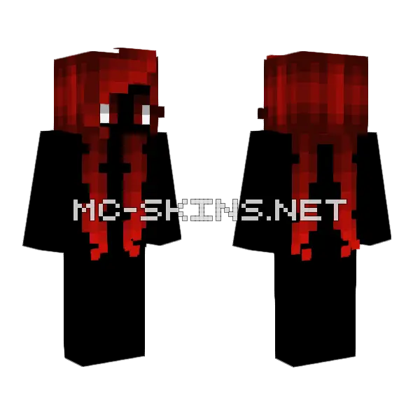Ruby Red Fade Hair Pigtails Minecraft skin, front and back