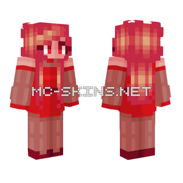 Ruby Red Girl Minecraft skin, front and back