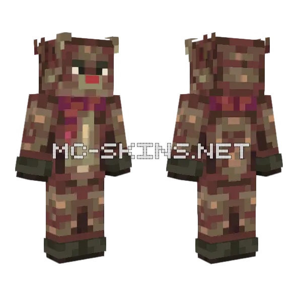 Rudolph Christmas Minecraft skin, front and back