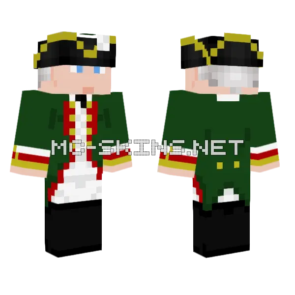 Russian Officer 7 Years War Minecraft skin, front and back