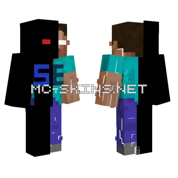 S E Letter Herobrine Minecraft skin, front and back