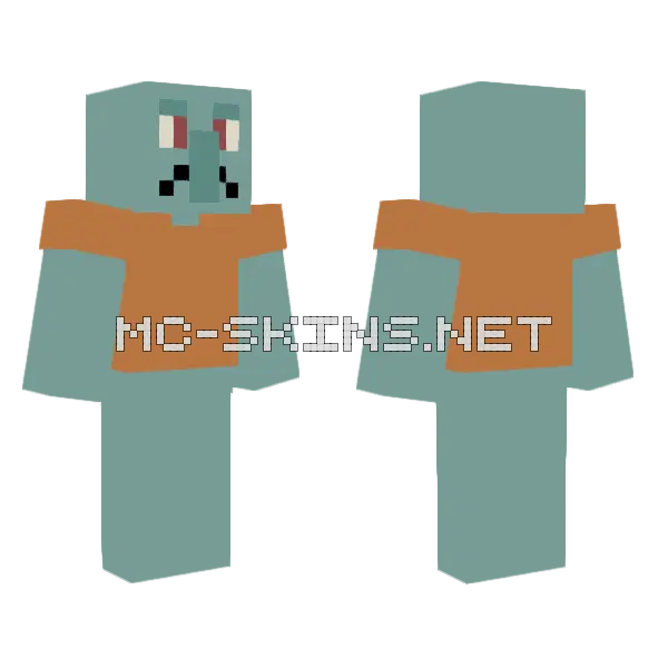 Sad Squidward Tentacles Minecraft skin, front and back