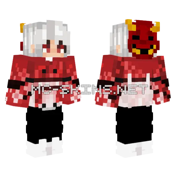 Sada Red Outfit Minecraft skin, front and back