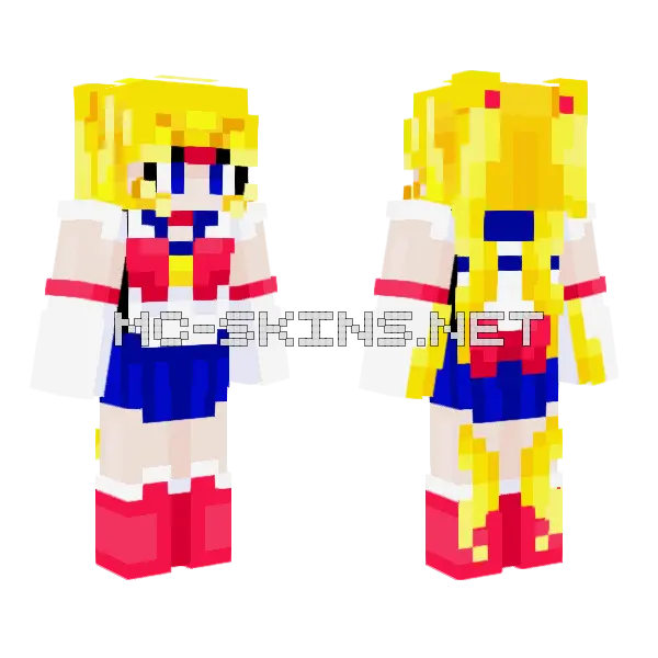 Sailor Moon Minecraft skin, front and back