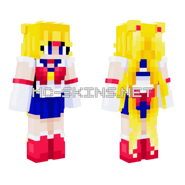 Sailor Moon Minecraft skin, front and back
