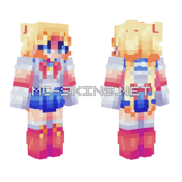 Sailor Moon Outfit Minecraft skin, front and back