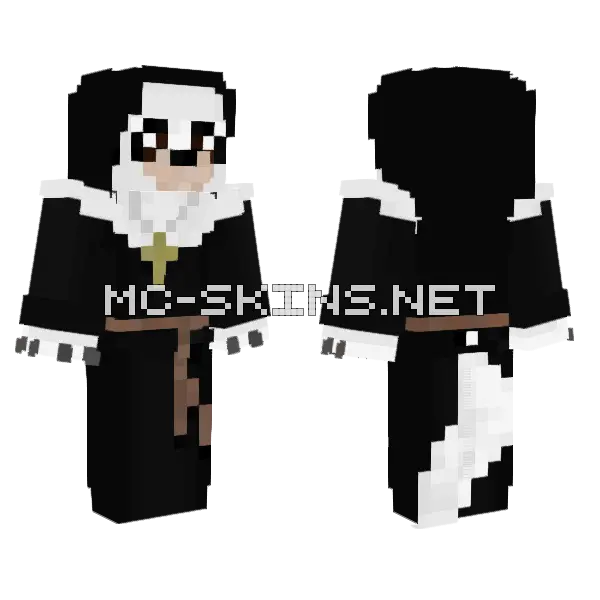 Saint Loona Nun Wolf Minecraft skin, front and back