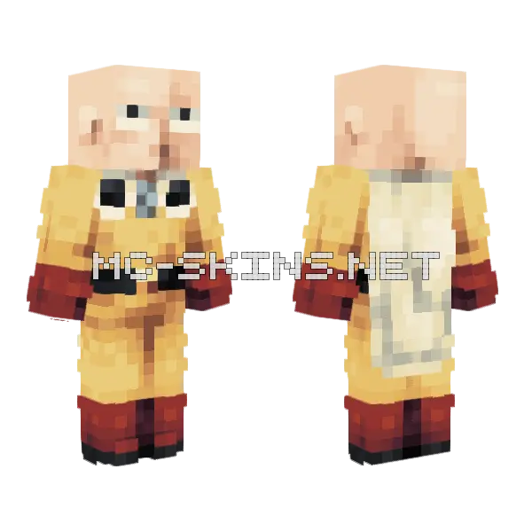 Saitama Minecraft skin, front and back