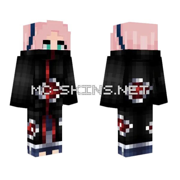 Sakura Akatsuki Minecraft skin, front and back