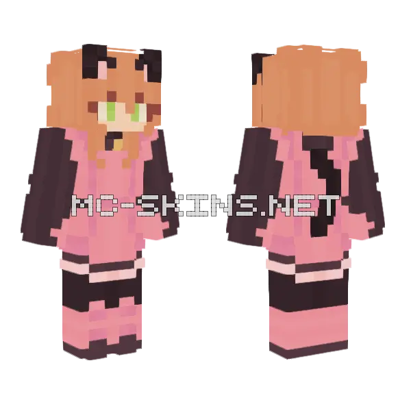 Sakura Cat RCE Minecraft skin, front and back