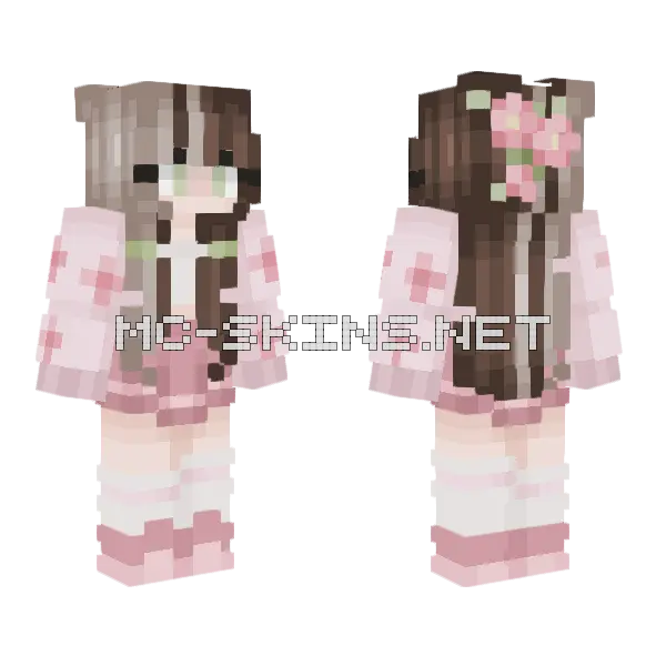 Sakura Dreams Girl Minecraft skin, front and back