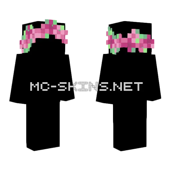 Sakura Flower Crown Girl Minecraft skin, front and back
