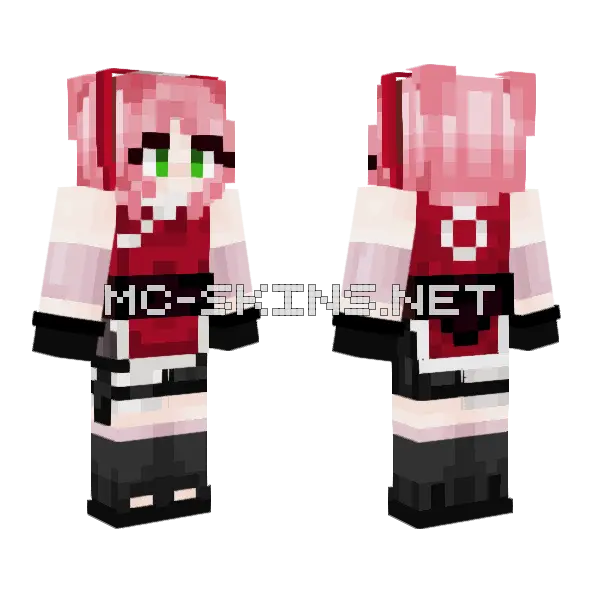 Sakura Girl Minecraft skin, front and back