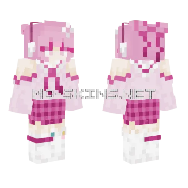 Sakura Girl Minecraft skin, front and back