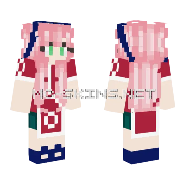 Sakura Haruno Minecraft skin, front and back