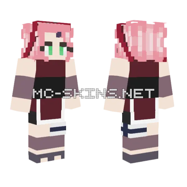 Sakura Haruno The Last Minecraft skin, front and back