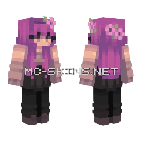 Saleme Purple Hair Minecraft skin, front and back
