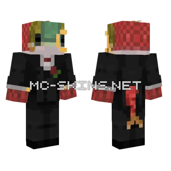 Salmon Tux With Tail Minecraft skin, front and back