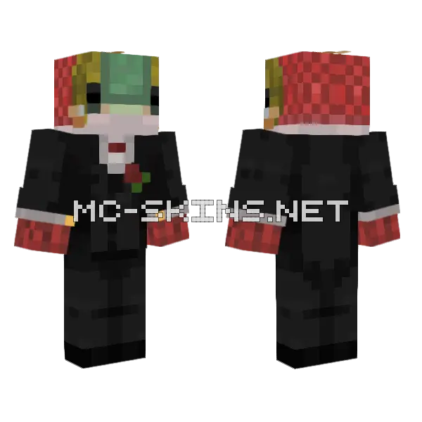 Salmon Tuxedo Minecraft skin, front and back