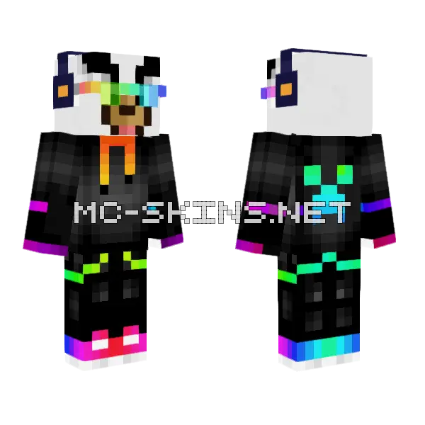 Sam Rainbow Creeper Minecraft skin, front and back