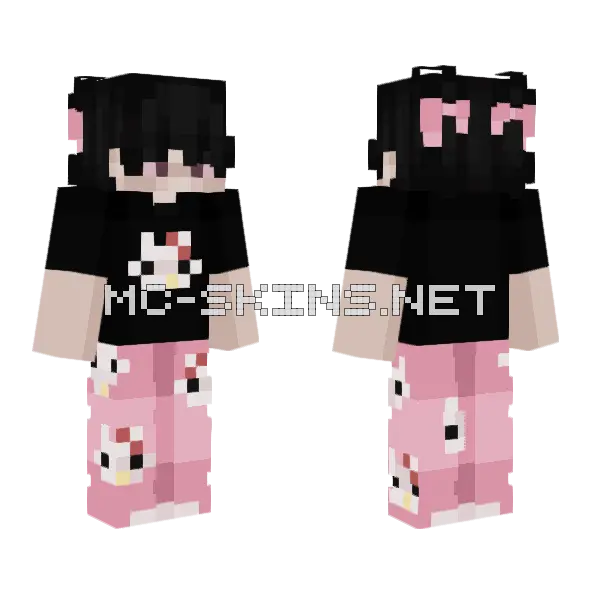 Sanrio Hello Kitty Pajamas Minecraft skin, front and back