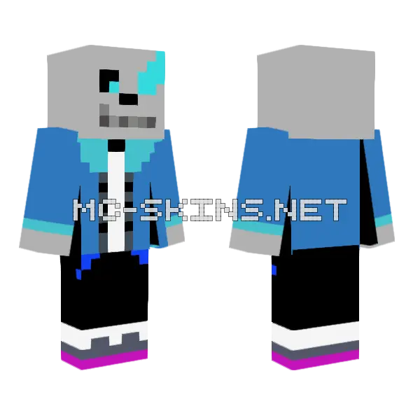 Sans Minecraft skin, front and back