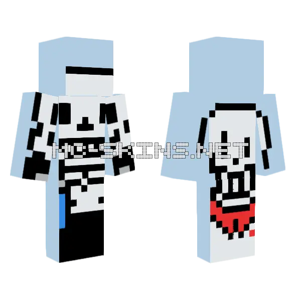 Sans and Papyrus Pixel Art Minecraft skin, front and back