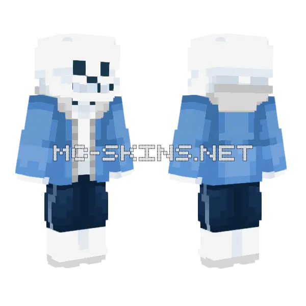 Sans Deltarune Minecraft skin, front and back