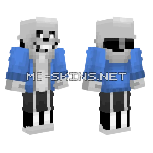 Sans Undertale Minecraft skin, front and back