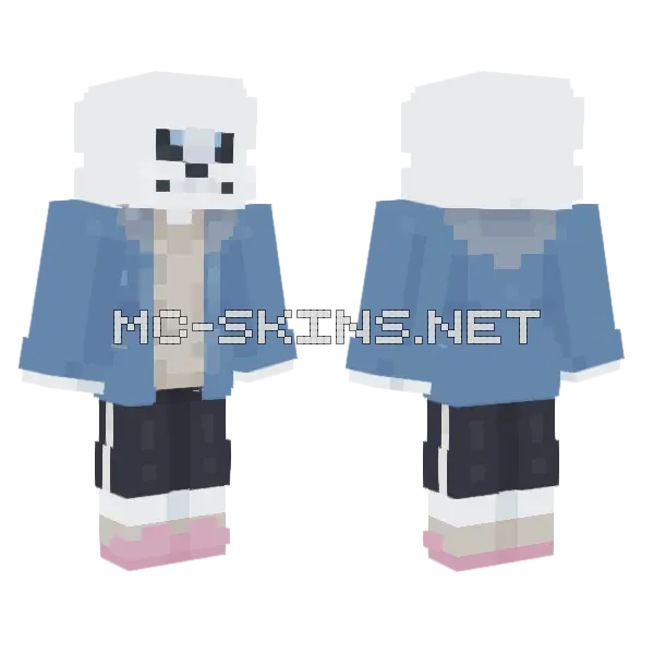 Sans V2 Minecraft skin, front and back