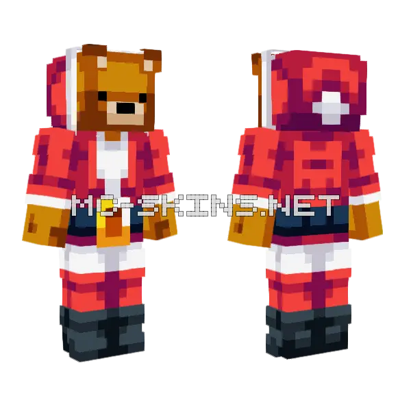 Santa Bear Hive Style Minecraft skin, front and back