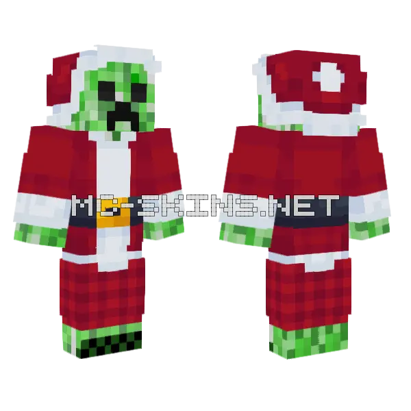 Santa Creeper Minecraft skin, front and back