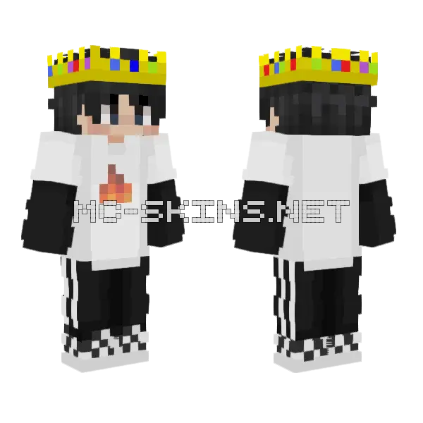 Sapnap Wearing Technoblade's Crown Minecraft skin, front and back